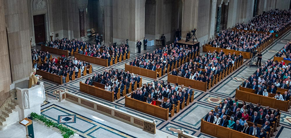 Archbishop Timothy Broglio of the Archdiocese for Military Services, USA, delivers the homily during the opening Mass of the 143rd Supreme Convention on Aug. 5. (Photo by Tamino Petelinšek)