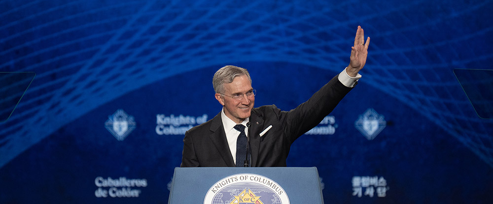 Supreme Knight Patrick Kelly delivers his annual report at the 143rd Supreme Convention on Aug. 5 in Washington, D.C.
