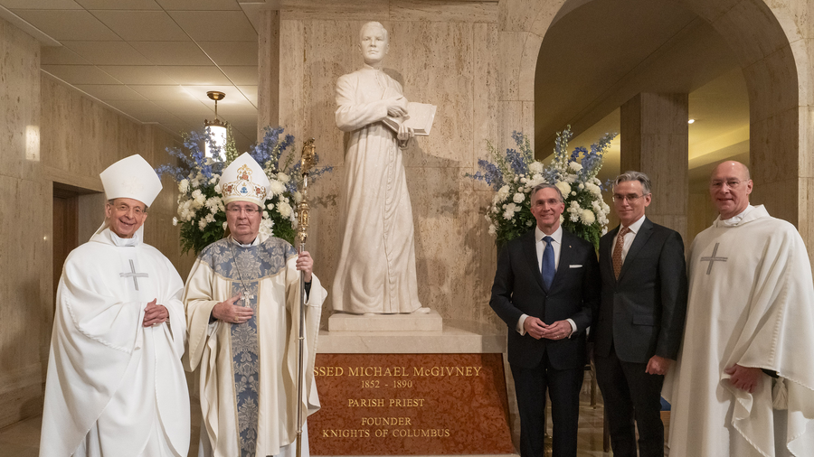 The statue of Blessed Father Michael J McGiveny was unveiled and dedicated on Friday December 8th, 2023 during the Mass of the Solemnity of the Immaculate Conception at the Basilica of the National Shrine of the Immaculate Conception.