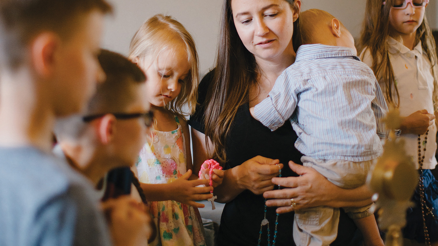 Woman holding a baby