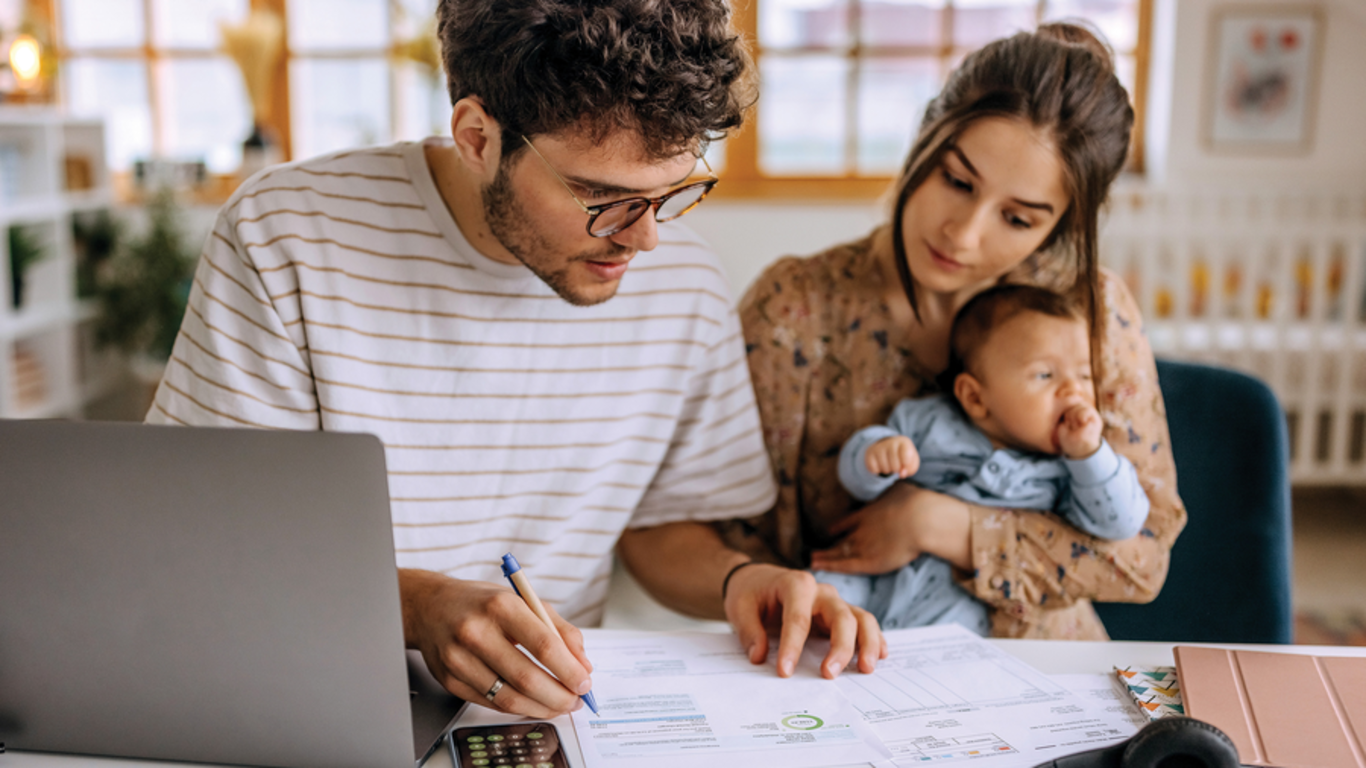 A family looking at finances