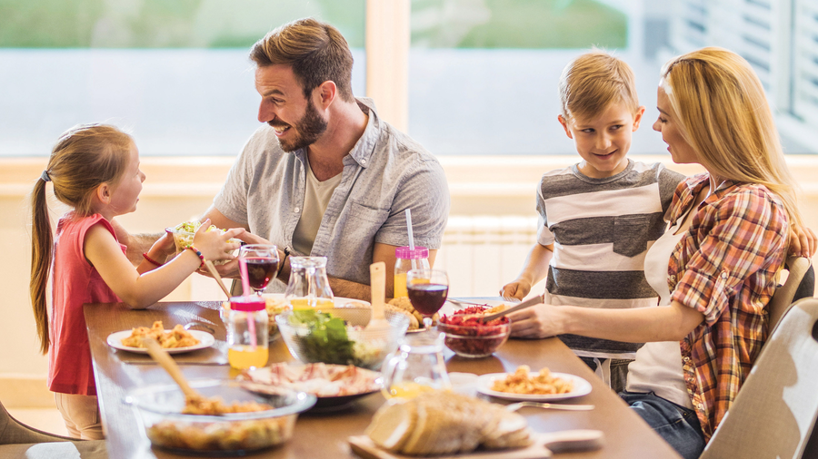 Family having dinner together