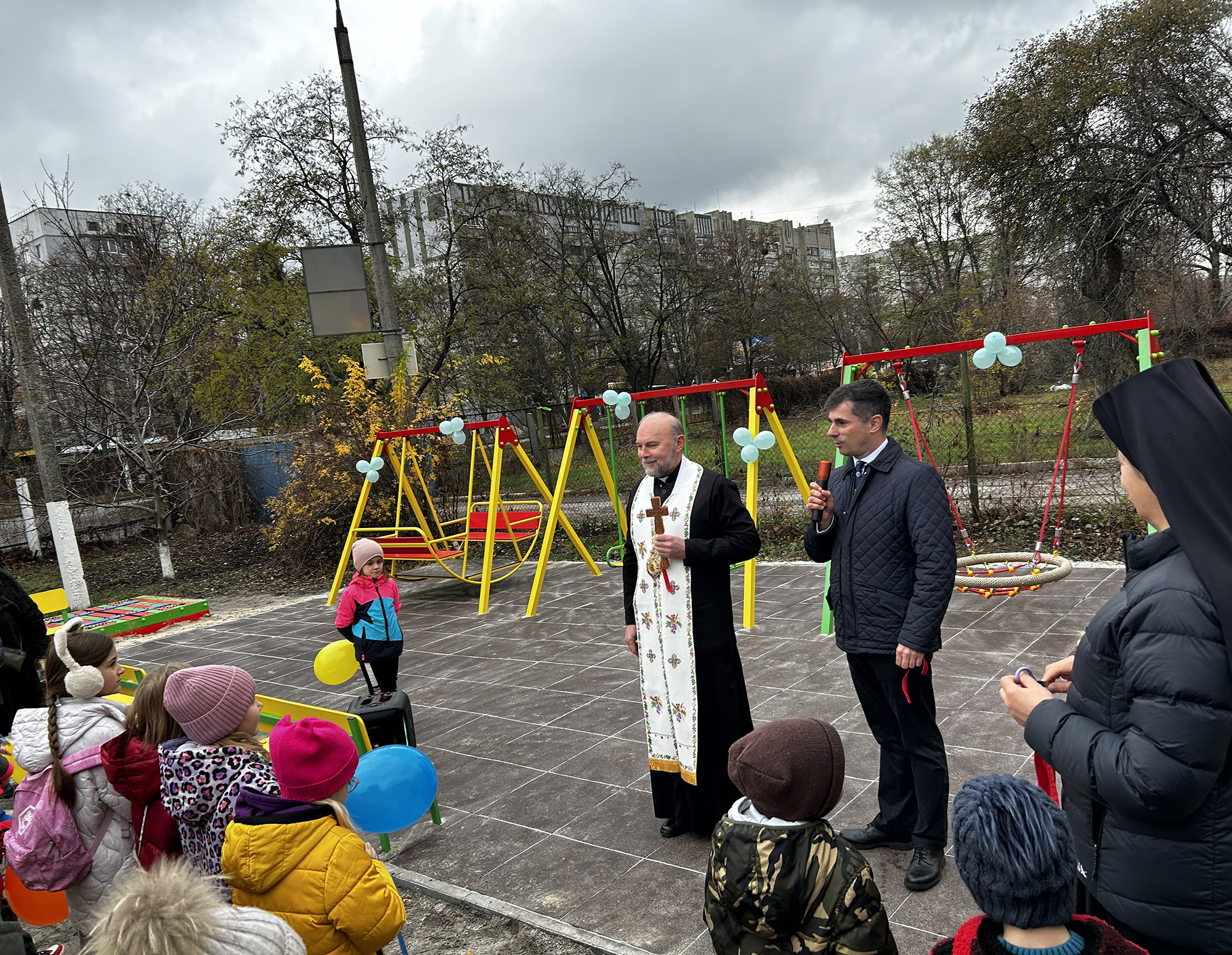 the opening of the Blessed Michael McGivney playground in Kharkiv, Ukraine.