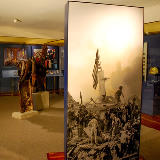 A memorial for forty-six Knights of Columbus members who died as a result of the 9/11 terrorist attacks. This is a perpetual tribute to their lives and service as Knights.