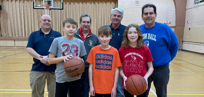 Members of Mother Seton Council 5427 in Washington Township, N.J., gather with young athletes after the annual Free Throw Championship sponsored by the council.