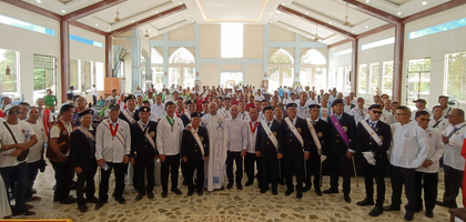 Knights from the Diocese of Talibon, Visayas, assemble after the jurisdiction’s 6th Diocesan Conference, held at Our Lady of Lourdes Parish in Dagohoy.