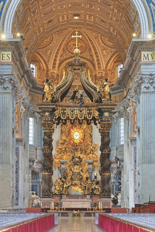 Gian Lorenzo Bernini&rsquo;s iconic baldacchinoabove the altar of St. Peter&rsquo;s Basilica
