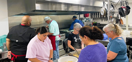 Members of Ascension Bastrop (Texas) Council 14943 and volunteers prepare some 300 breakfast tacos at Ascension Catholic Church for people in need. Twice a month, council members help prepare and deliver food to Primera Baptist Church, which works with Central Texas Food Bank in Austin to distribute the meals to local families.