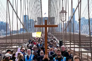 Way of the Cross procession over the Brooklyn Bridge.