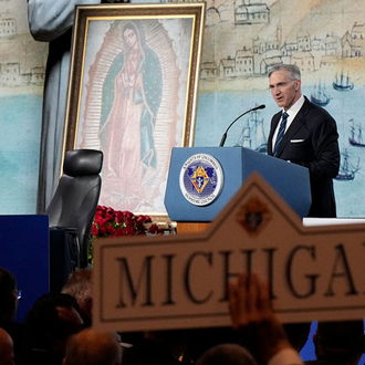 Supreme Knight Patrick Kelly conducts the election of new board members