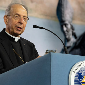 Supreme Chaplain Archbishop William Lori addresses the Aug. 7 business session
