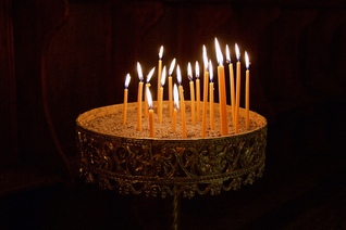 Candles burning in a Byzantine church 