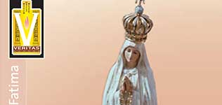 Pink background with The Statue of Our Lady of Fátima being carried in procession at the Fátima Sanctuary, Fátima, Portugal.