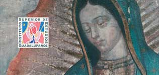 Tilma of Our Lady of Guadalupe holding her hands in prayer