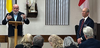 Michael W. Higgins, a Canadian Catholic academic and writer, speaks on the similarities between Father Thomas Merton and Pope Francis during a lecture hosted by St. Gianna Beretta Molla Council 14749 in Brampton, Ontario. The talk was part of the council’s annual “Revitalization of Our Faith Speaker Series,” which it has organized since 2018.