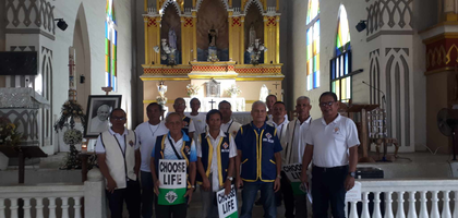 Knights from Ramon E. Nazareno Council 5378 in Calape, Visayas, gather in St. Vincent Ferrer Church before leading the council’s first march for life. The theme for the march was “Choose Life.”