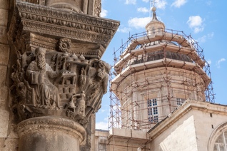 Relief and dome of church in Dubrovnik