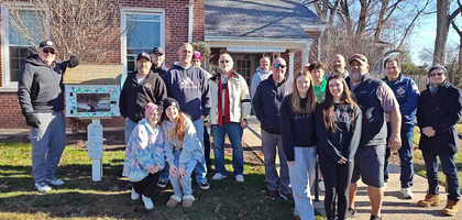 Knights and family members from Mother Seton Council 5427 in Washington Township, N.J., gather after delivering about 300 bags of food and $1,200 in cash and gift cards to Helping Hand Food Pantry in Hillsdale. 