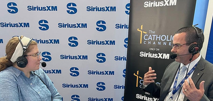 Damien O'Connor speaks with Katie McGrady on SiriusXM's The Catholic Channel at the 142nd Supreme Convention.