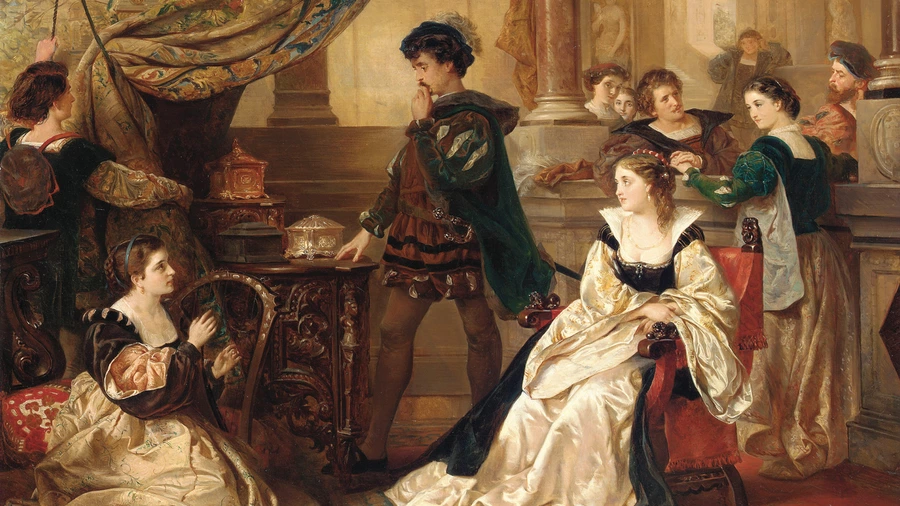 The Three Caskets (oil on canvas) by Robert Alexander Hillingford (1825-1904), Christie’s Images via Bridgeman Images