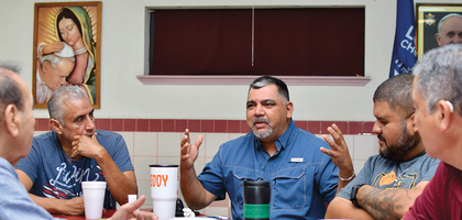 Men participating in San Martin de Porres Council 9626’s Cor meeting in Laredo, Texas.