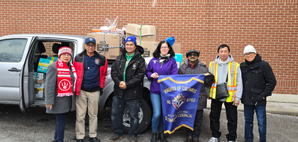 Members of St. Timothy Council 8782 in Toronto deliver baby diapers, clothes and other supplies to Crystal Rees of Rosalie Hall, a local pregnancy resource center. Council 8782 held a baby supply drive at St. Timothy Parish in North York, collecting about CA$5,000 worth of donations.