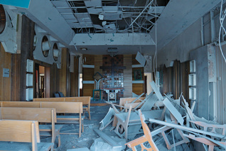 The chapel of McGivney House in Erbil, Iraq, is shown after a March 4 rocket strike.