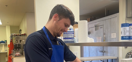 Steven Koenig of St. Teresa of Calcutta Council 2384 in Merced, Calif., slices lemons for the council’s fish fry at St. Patrick Parish. More than 260 meals were served, raising over $3,000 toward the construction of a parish rectory. The council has contributed approximately $30,000 to support the project.