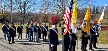 Members of PSD Dominick A. Calabrese Assembly 2716 in Newton, N.J., gather at Sussex County Fairgrounds before participating in the county’s annual Salute to Military Veterans Parade. The Knights provided a color guard for the parade, which the assembly has participated in for the past 15 years.