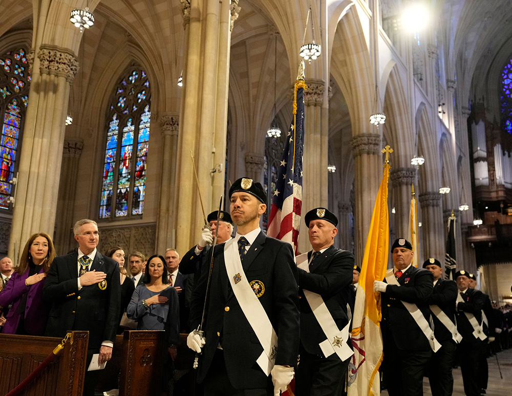 Fourth Degree Knights present the colors at the outset of the 125th anniversary Fourth Degree ceremonies at St. Patrick&rsquo;s Cathedral in New York, Feb. 22.