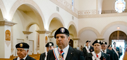 Fourth degree procession in a church.