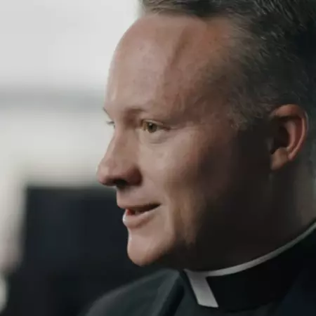 Fr Bradley Easterbrooks, of the co-sponsored seminarian program, spends his Warriors to Lourdes Pilgrimage giving thanks for his imminent ordination and all that led to his calling.