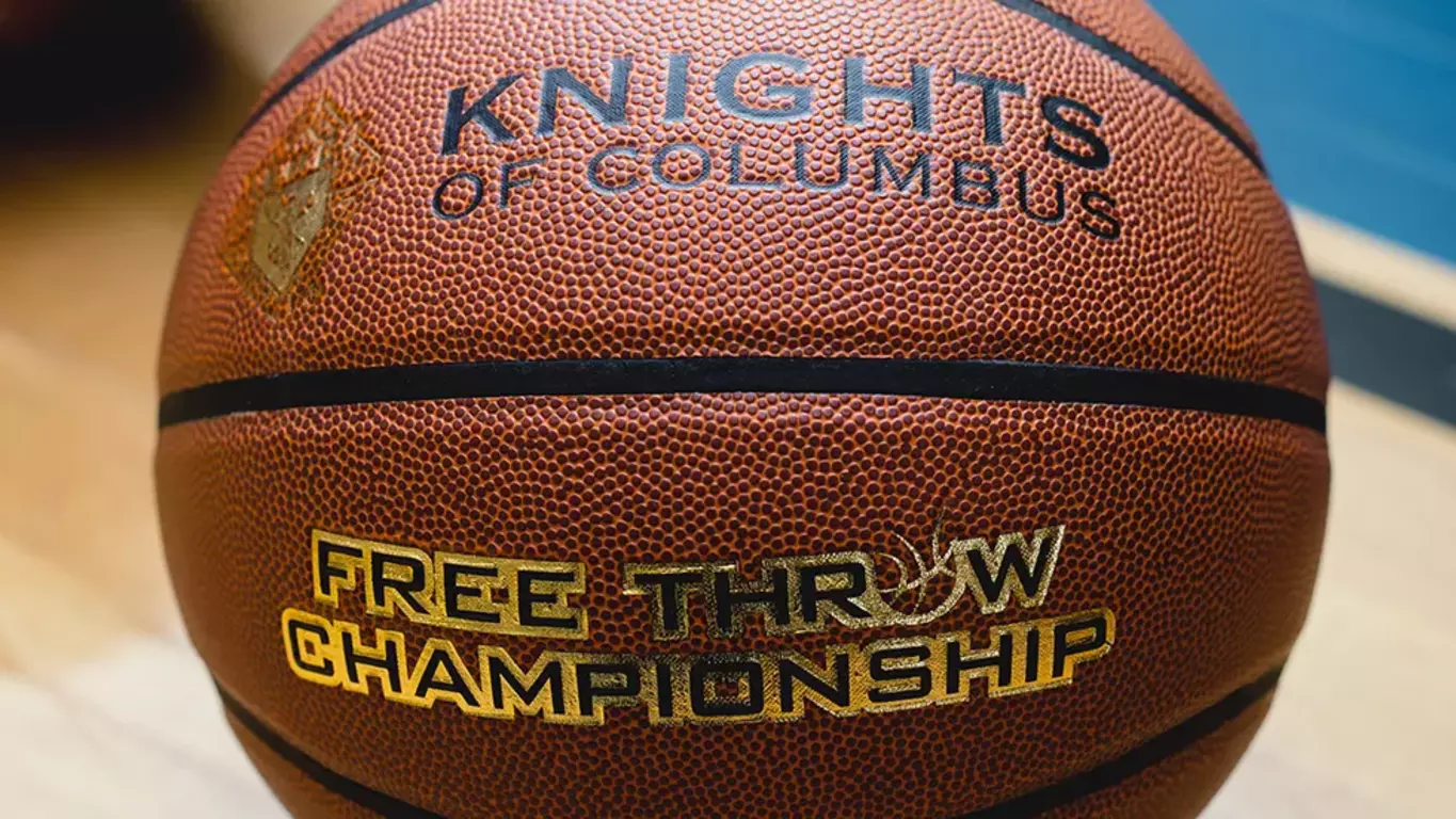 Basketball ready for a KofC free-throw event.