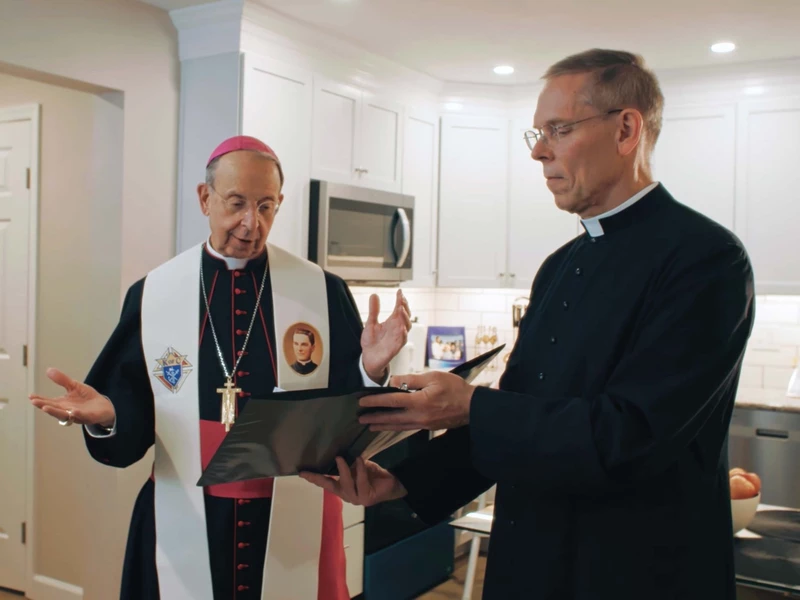 Supreme Chaplain Archbishop William Lori offers a blessing of the Gabriel Network&rsquo;s expanded maternity home in May 2025.