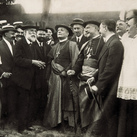 Antoni Gaudí (third from left) accompanies bishops during a visit to the Sagrada Família on July 2, 1915.