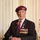 Gordon Schottlander, who turned 100 on Jan. 10, 2025, is pictured at his residence in Burlington, Ontario.