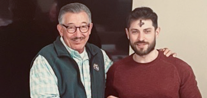 Grand Knight Paul Pezel (left) of St. Peter Council 18058 in Lexington, Ky., presents a check for over $3,000 to Randy Hardman, executive director of Assurance Care, a local pregnancy resource center. 