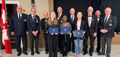 Members of Dalton Assembly 1645 in Harbour Grace, Newfoundland and Labrador, stand with winners of the assembly’s 40th Annual High School Speaking Competition.