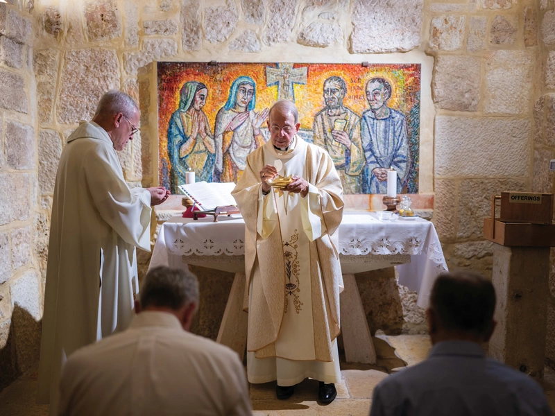 Archbishop Lori celebrates Mass at the Church of the Nativity in Bethlehem.