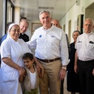 Supreme Knight Patrick Kelly and members of the Knights of Columbus/CNEWA delegation visit Holy Family Children’s Home in Bethlehem. 