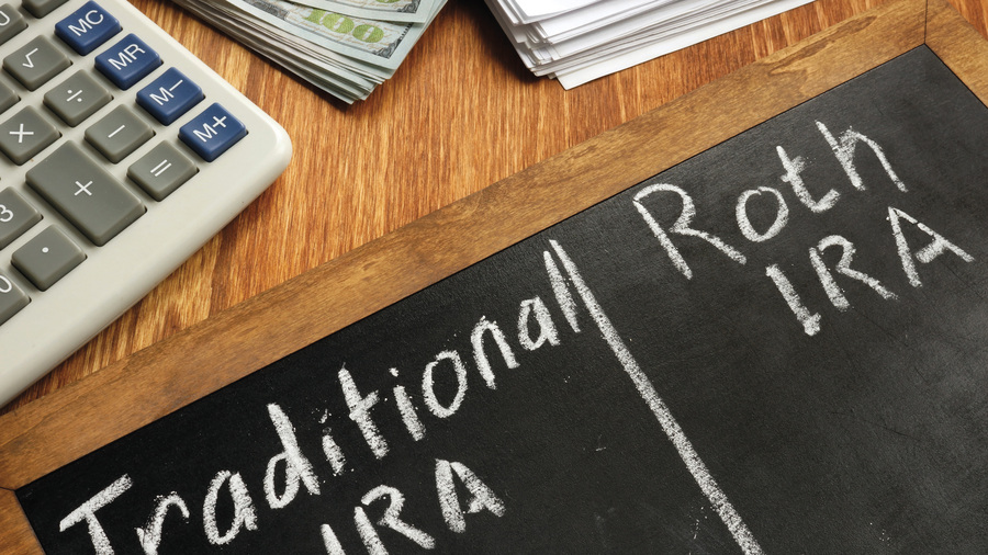 A chalkboard is used to deliberate about IRAs.