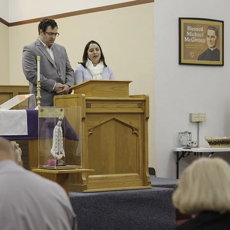 Knight And His Wife Lead The Rosary