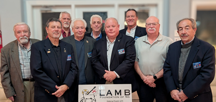 Knights from Harry “Hap” J. Hansen III Council 12281 in Hampstead, N.C., assemble during the council’s annual LAMB Dinner, during which nearly $17,000 in grants and donations were distributed to special education teachers and programs for individuals with intellectual disabilities.