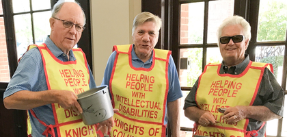 Knights from Prince of Peace Council 11537 in Hoover, Ala., solicit donations for the council’s annual fund drive for people with disabilities.