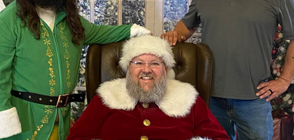 Deputy Grand Knight Alejandro Botero (left) and Grand Knight John Meyer (right) of Calvert Council 792 in La Salle, Ill., gather around Santa during the council’s Breakfast with Santa event. More than 150 community members enjoyed a free pancake and sausage breakfast and a chance to meet Santa.
