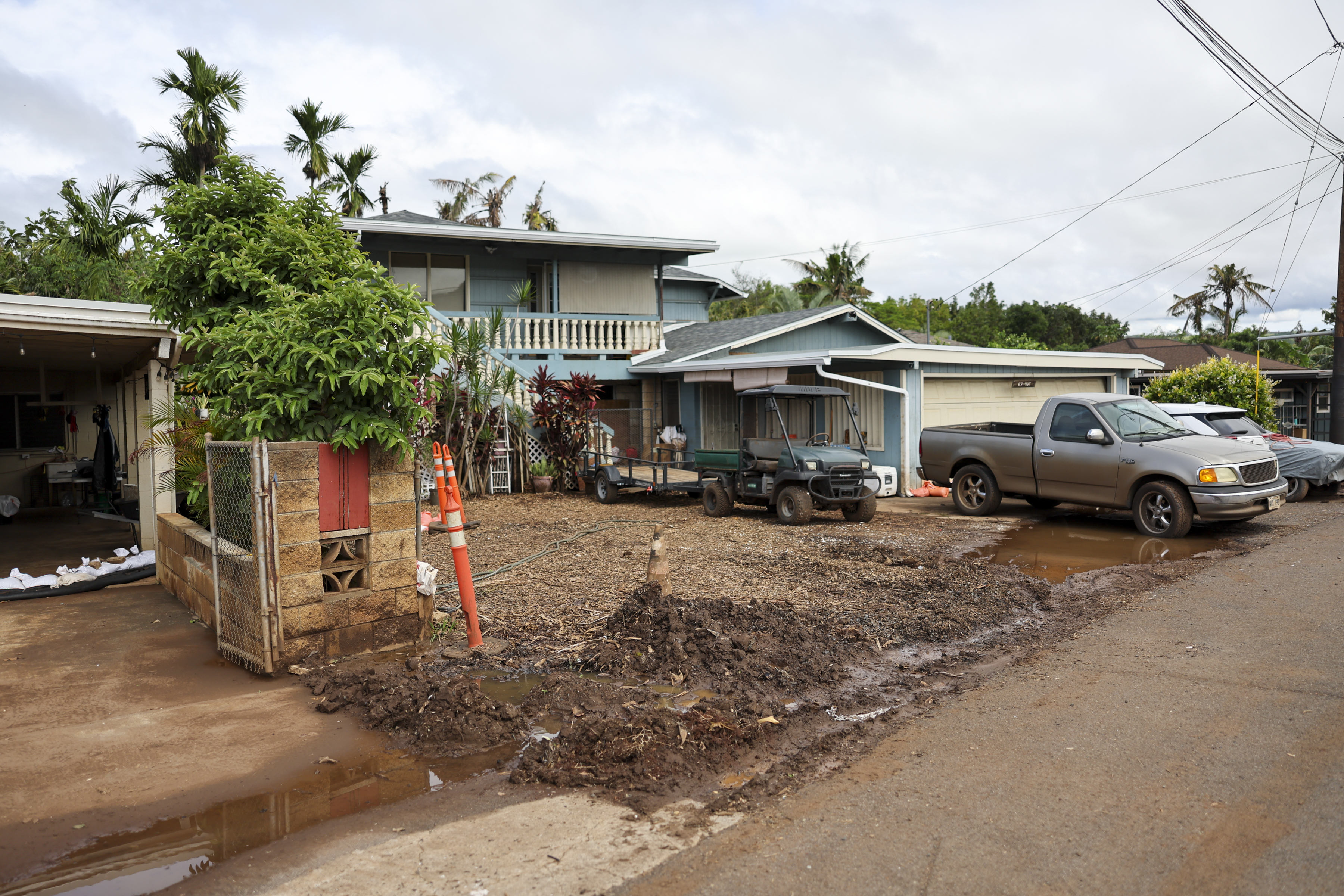 A damaged property is seen in Waialua, Hawaii, in the aftermath of a series of floods in March.