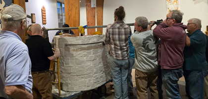 Members of Father Edmond McCarthy Council 9428 in Gloucester, Va., install a new baptismal font at the Church of St. Thérèse to replace the church’s old, leaking font.