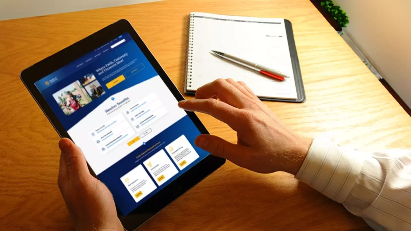 An individual joining Knights of Columbus via a tablet.