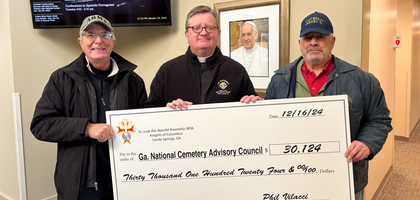 St. Jude the Apostle Assembly 3856 in Sandy Springs, Ga., recently donated more than $30,000 to support the laying of wreaths at Georgia National Cemetery in Canton and Johns