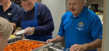 Members of St. Leonard Council 11752 in Ottawa, Ontario, serve food during the council’s pro-life fundraiser dinner at St. Leonard Parish Hall. About 65 people attended and raised more than $1,700, which was divided among five pro-life organizations. Through the ASAP program, the Supreme Council gave an additional $300 to Miriam Centre, a pregnancy resource center, and $100 to the Sisters of Life.